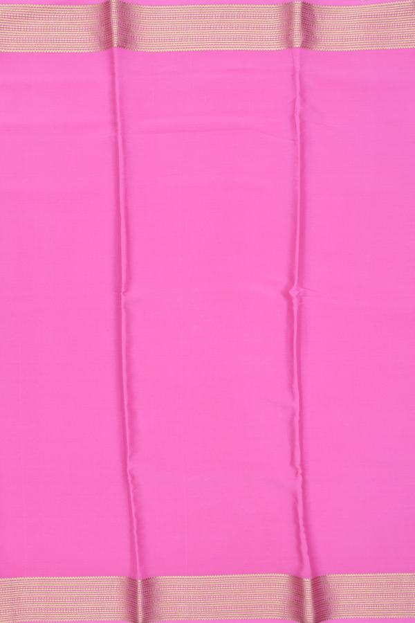 Mysore Silk Saree In Pink With Zari Border