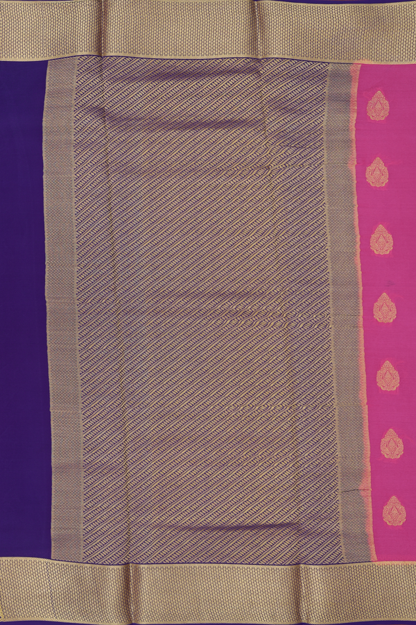 Mysore Silk Saree In Punch Pink With Zari Buttas