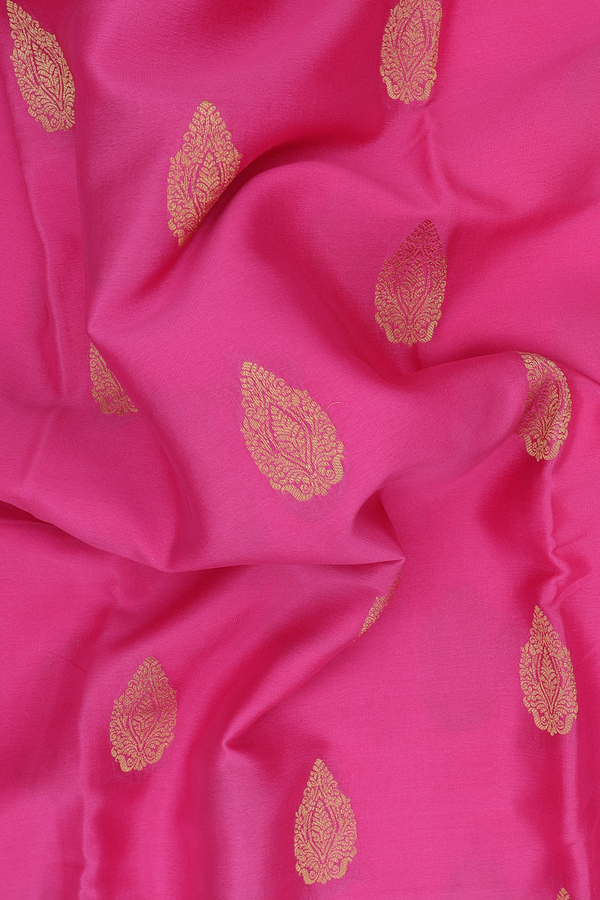 Mysore Silk Saree In Punch Pink With Zari Buttas