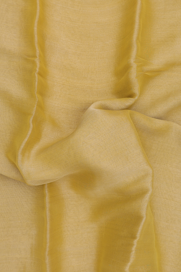 Mysore Silk Saree In Tissue Yellow With Checks Border