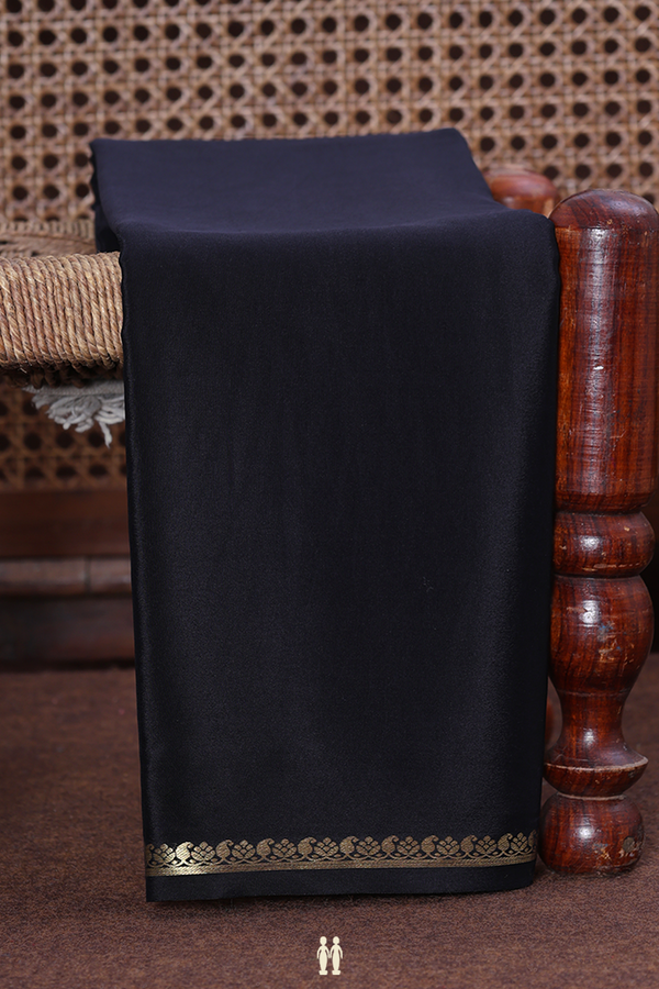 Mysore Silk Saree In Black With Paisley Border