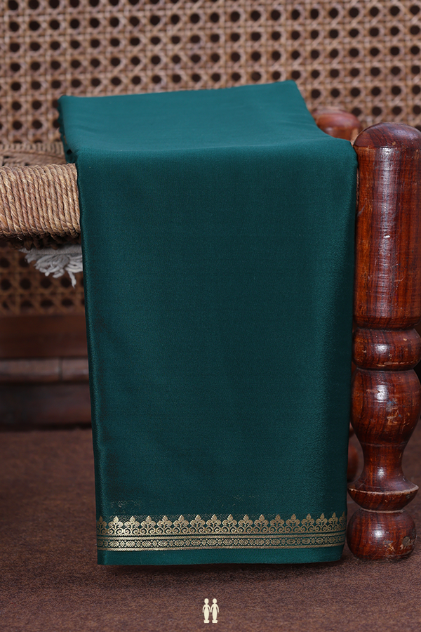 Mysore Silk Saree In Plain Forest Green With Floral Border