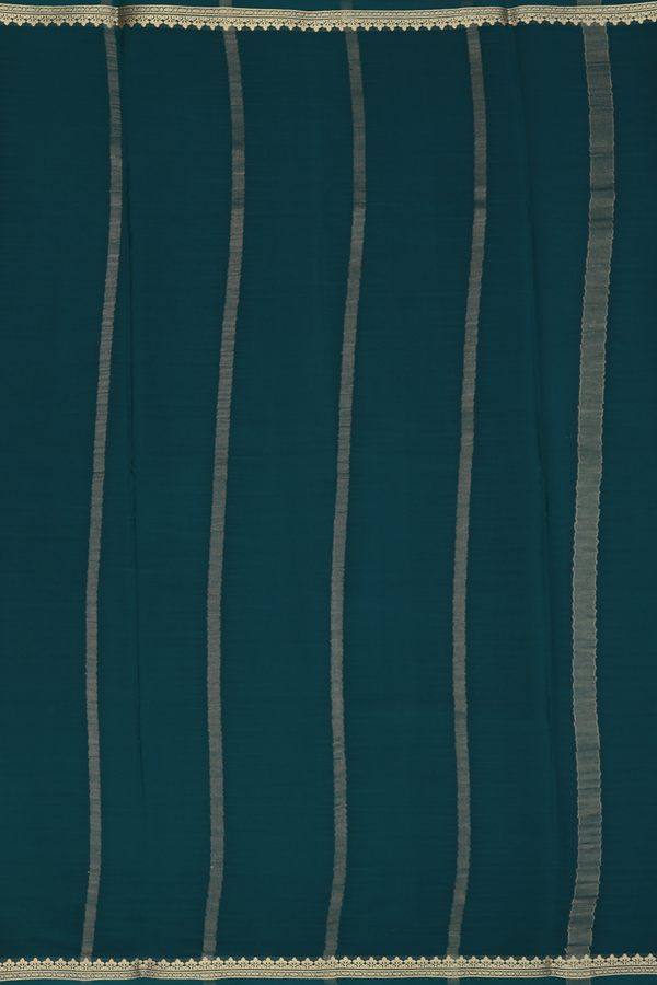 Mysore Silk Saree In Plain Forest Green With Floral Border