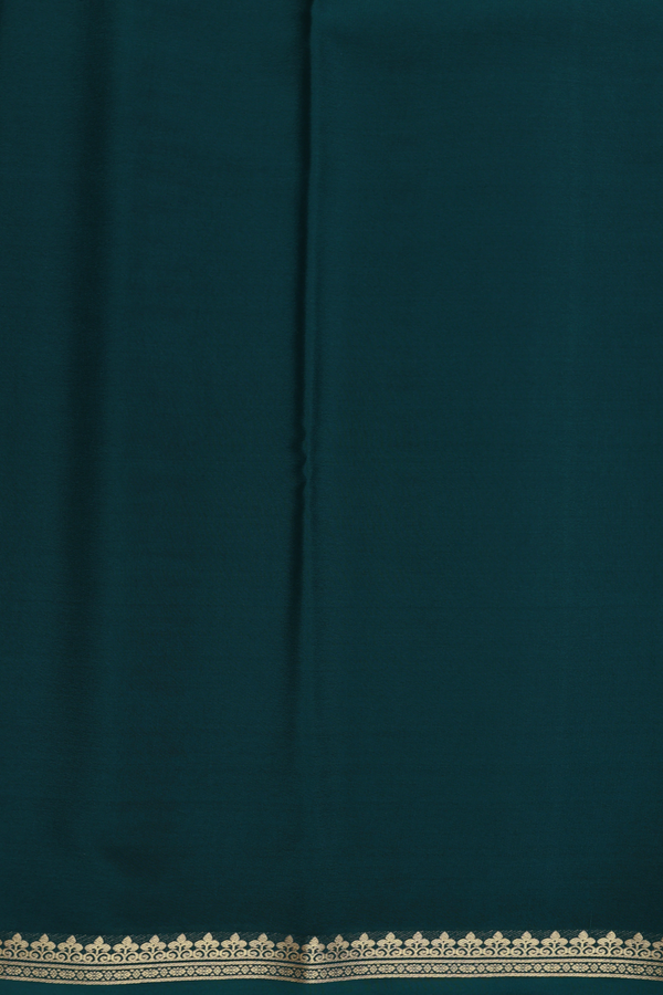 Mysore Silk Saree In Plain Forest Green With Floral Border