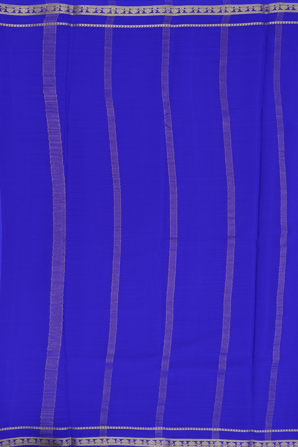 Mysore Silk Saree In Plain Indigo Blue With Floral Border
