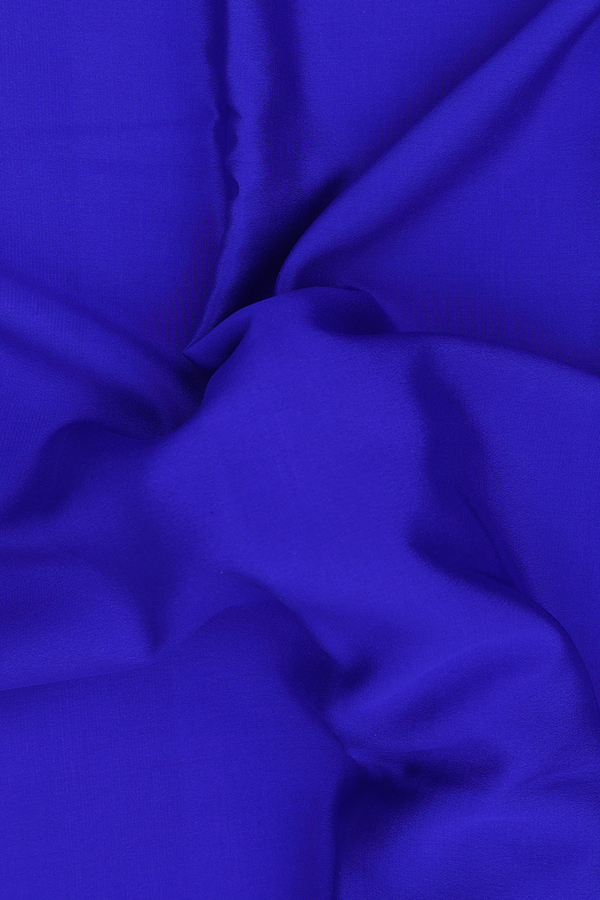 Mysore Silk Saree In Plain Indigo Blue With Floral Border