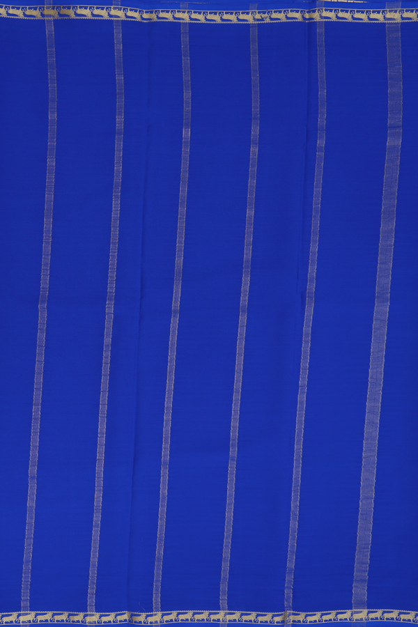 Mysore Silk Saree Plain Blue With Cow Border