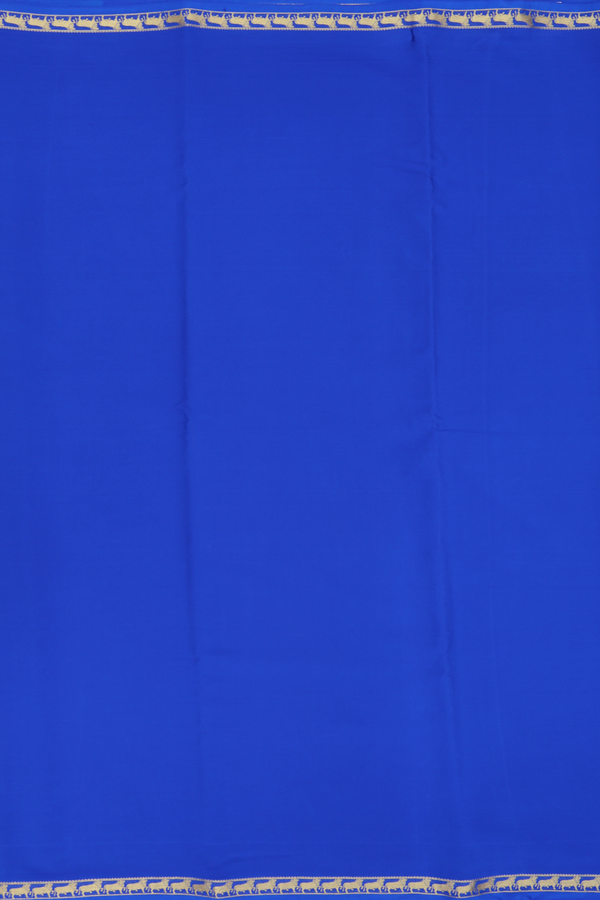 Mysore Silk Saree Plain Blue With Cow Border