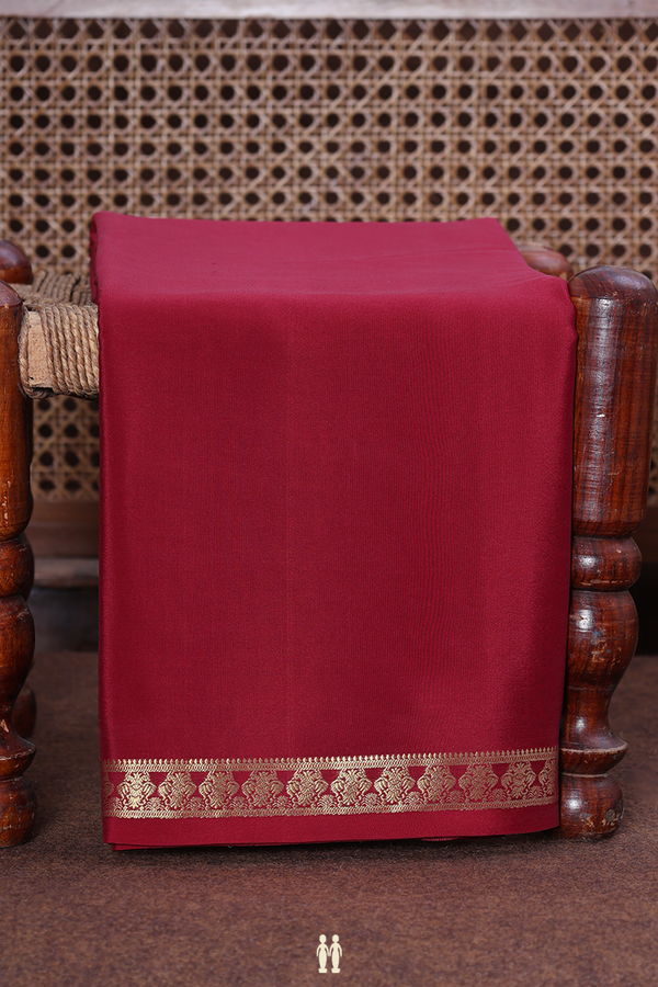 Mysore Silk Saree In Plain Red With Iruthalai Pakshi Border