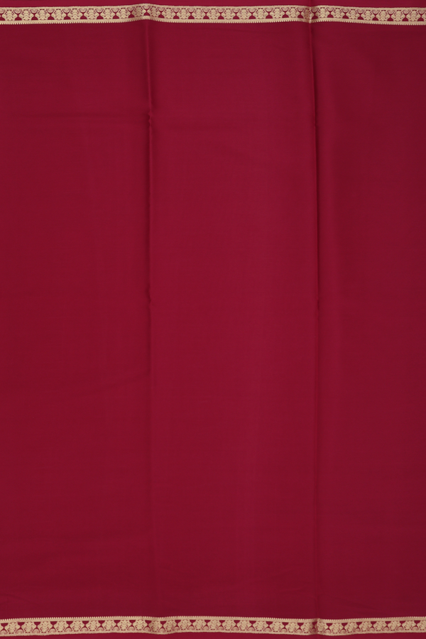Mysore Silk Saree In Plain Red With Iruthalai Pakshi Border
