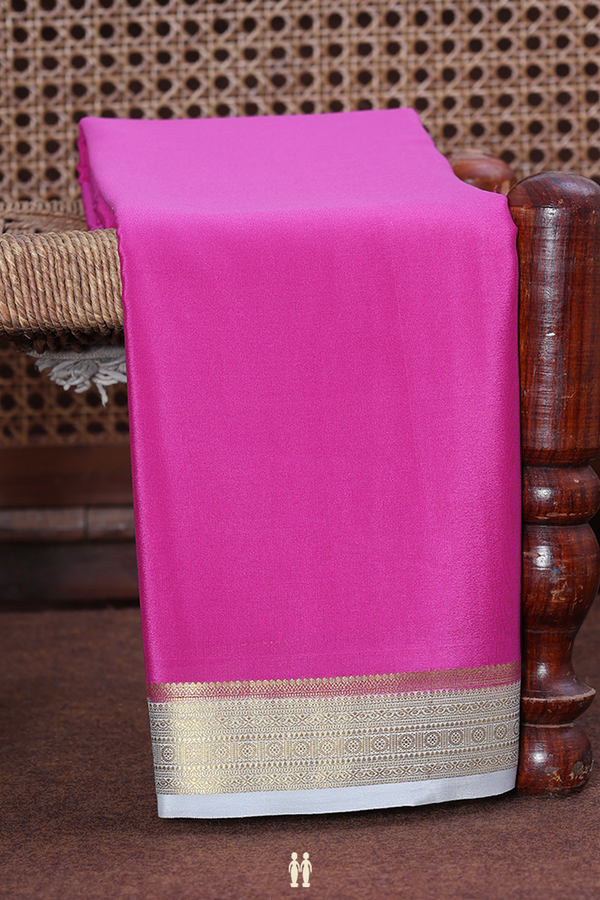 Mysore Silk Saree Plain Pink With Contrast Border