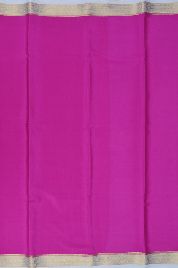 Mysore Silk Saree Plain Pink With Contrast Border