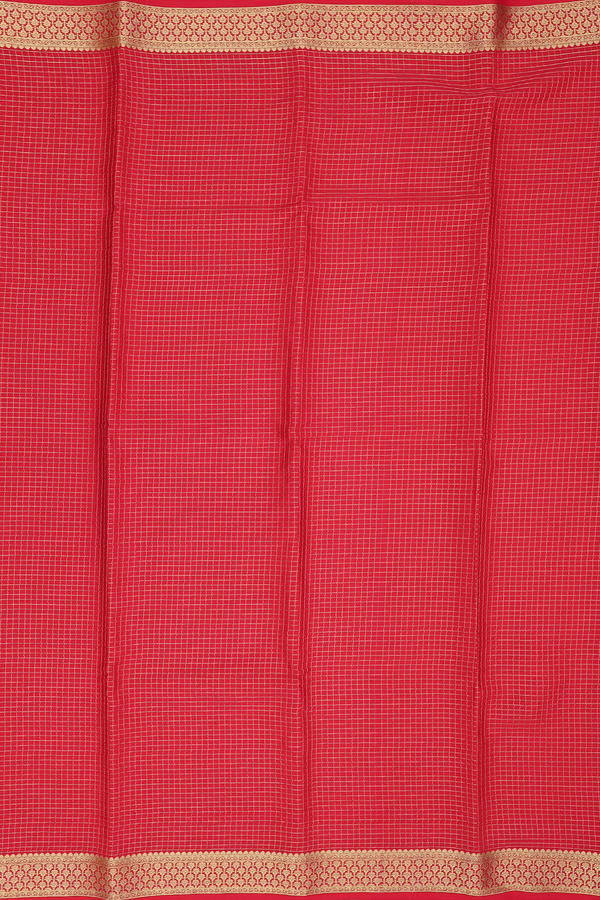 Mysore Silk Saree In Red With Checks Design