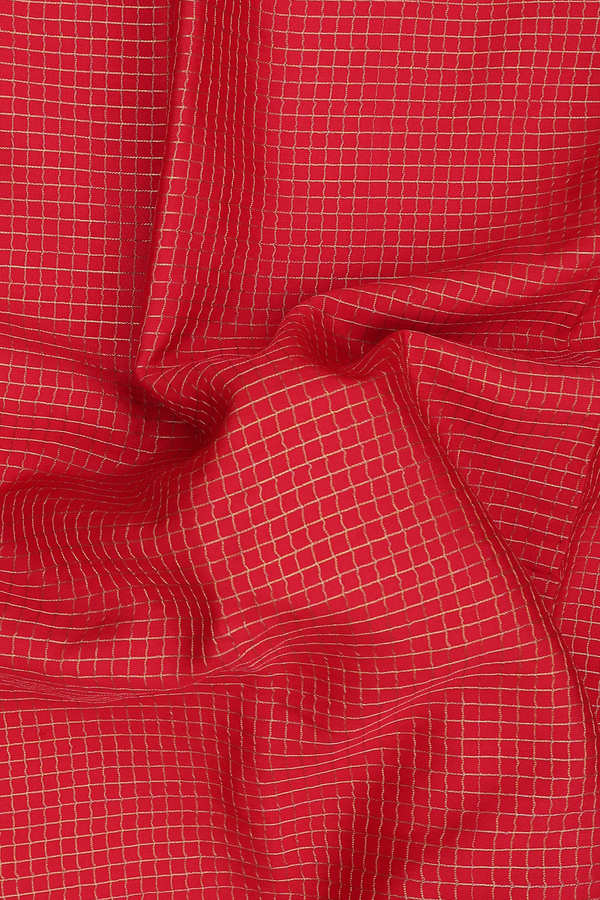 Mysore Silk Saree In Red With Checks Design