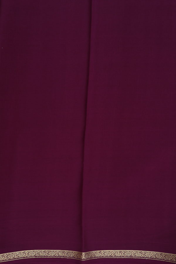 Mysore Silk Saree In Plain Plum Brown With Floral Border