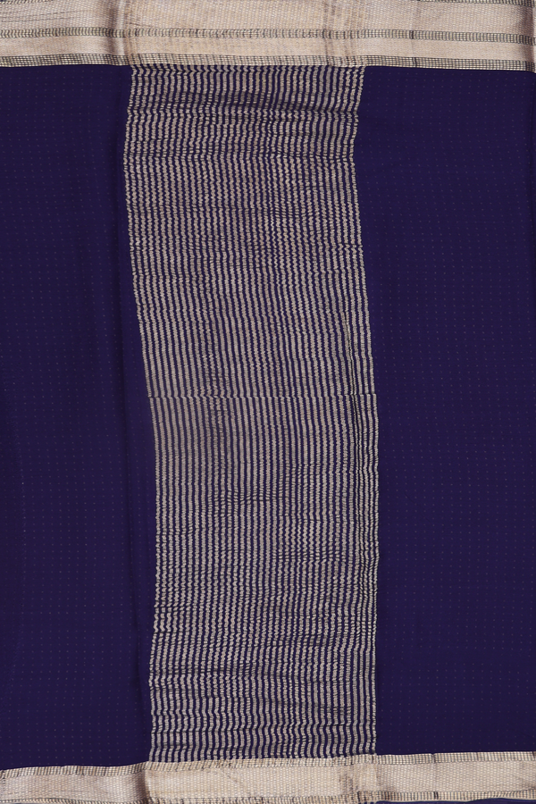 Chiffon Saree In Navy Blue With Zari Border