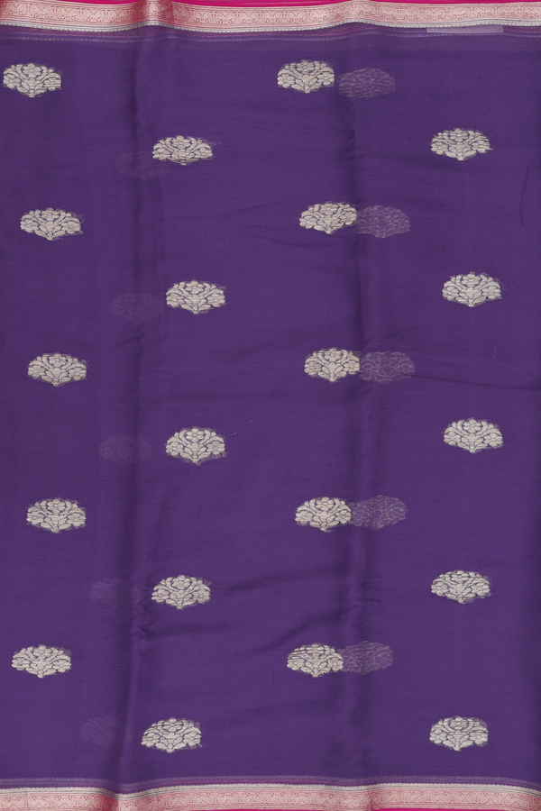 Chiffon Saree In Deep Purple With Floral Buttas