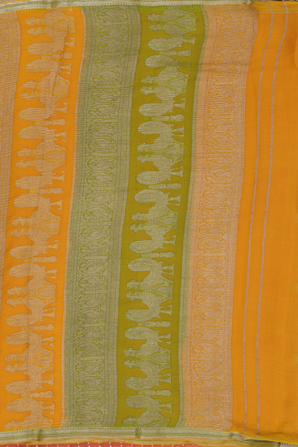 Chiffon Saree In Brown With Floral Buttas
