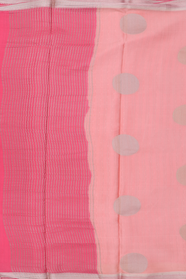 Mysore Silk Saree In Peach With Circle Motifs