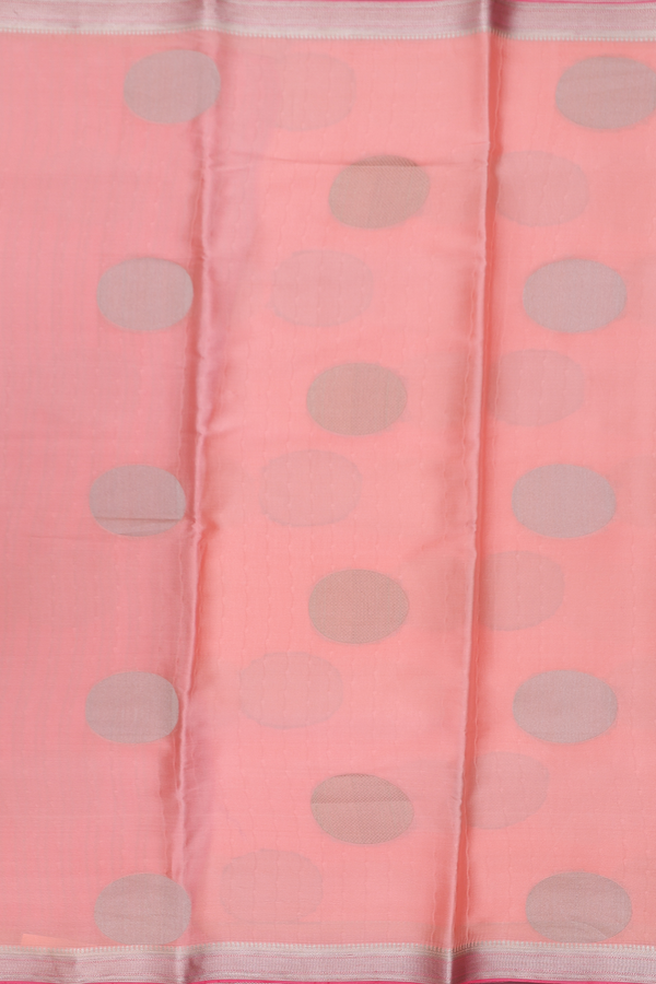 Mysore Silk Saree In Peach With Circle Motifs