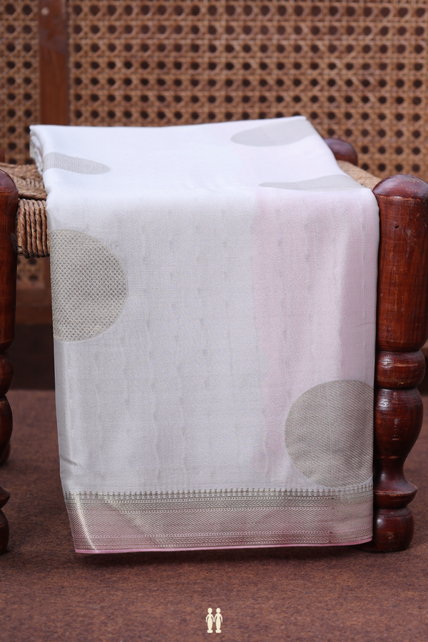 Mysore Silk Saree In Light Grey With Circle Motifs