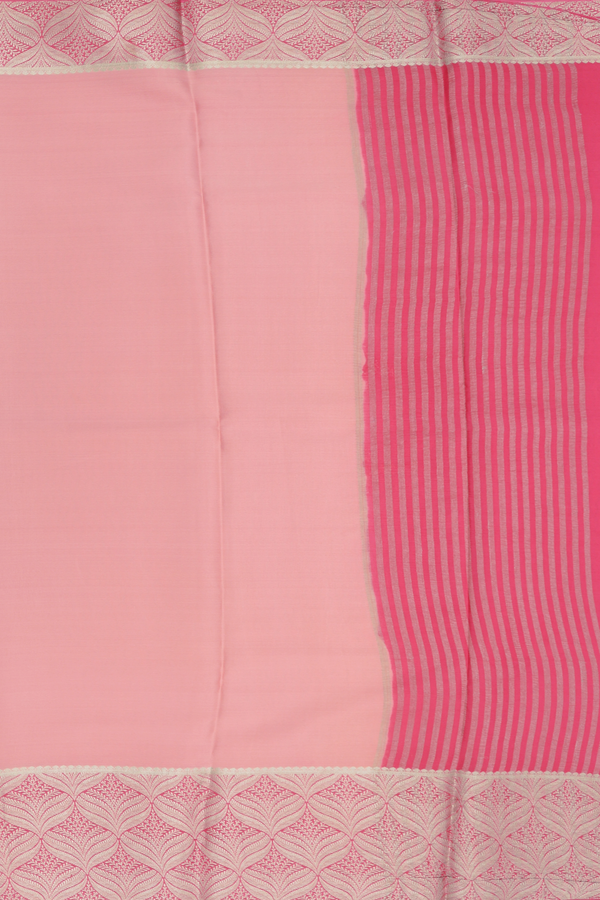 Mysore Silk Saree Plain Blush Orange With Contrast Border