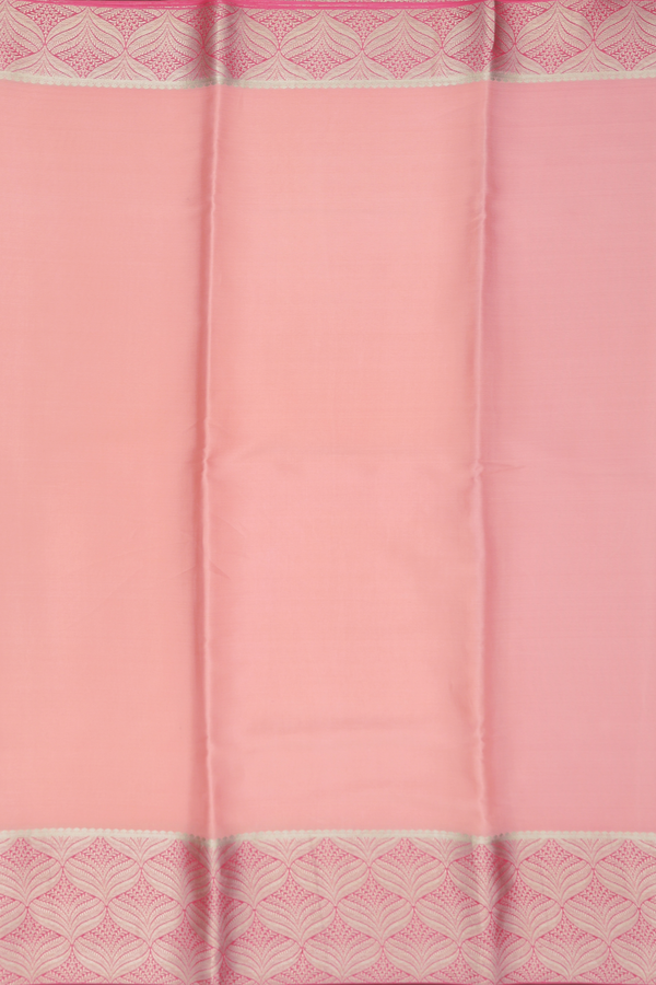 Mysore Silk Saree Plain Blush Orange With Contrast Border