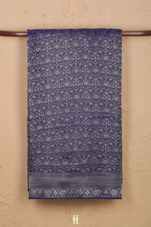 Mysore Silk Saree In Royal Blue With Allover Design