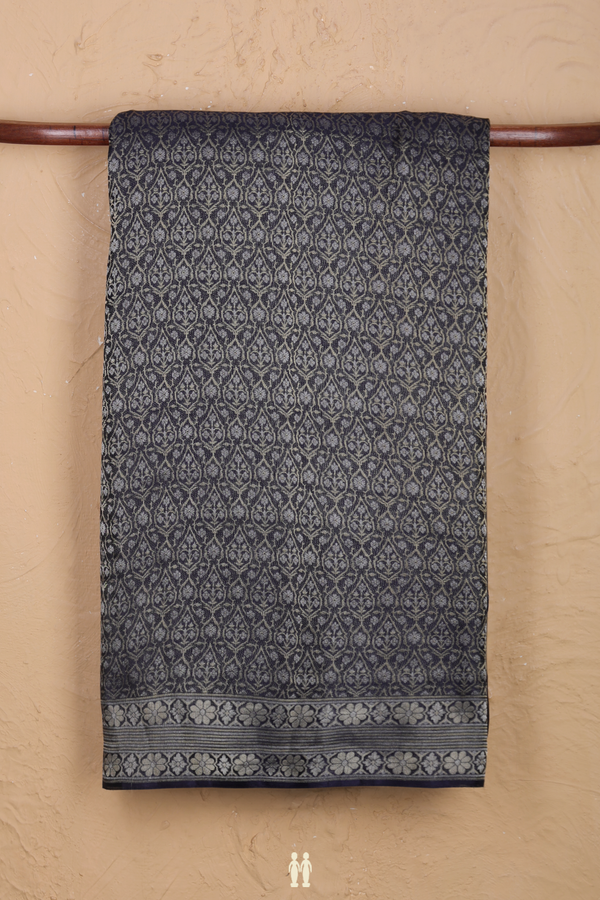 Mysore Silk Saree In Midnight Blue With Allover Design