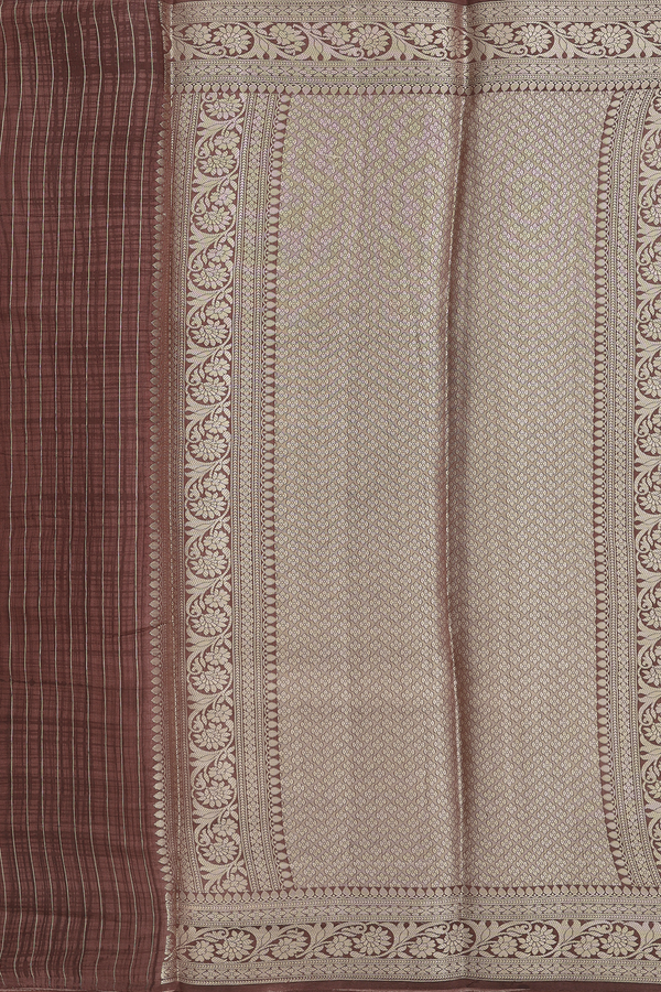 Raw Silk Saree In Brown With Allover Design