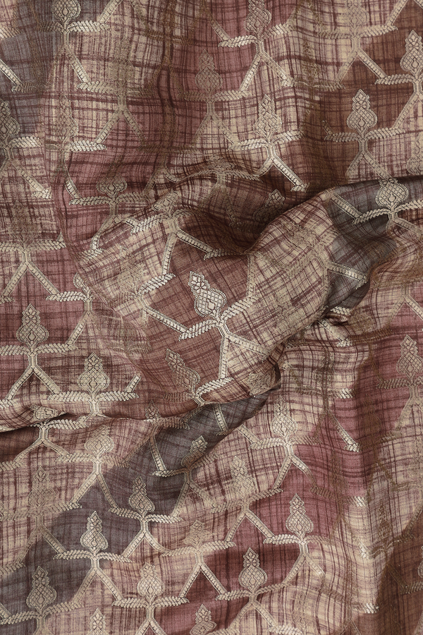 Raw Silk Saree In Brown With Allover Design