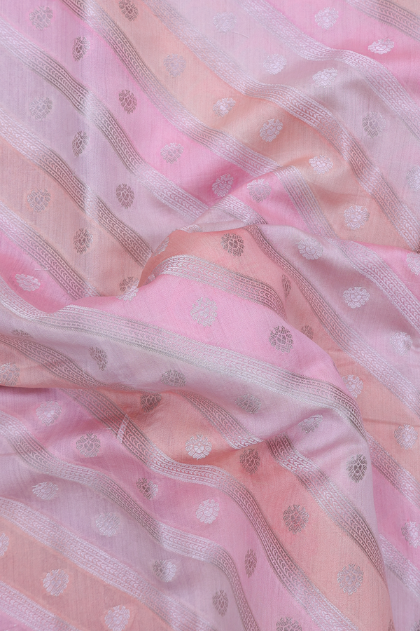 Raw Silk Saree In Shades Of Pink With Diagonal Design