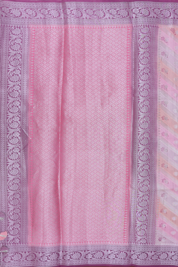 Raw Silk Saree In Shades Of Pink With Diagonal Design