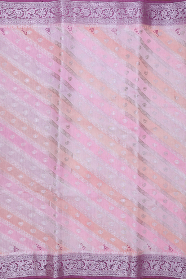 Raw Silk Saree In Shades Of Pink With Diagonal Design
