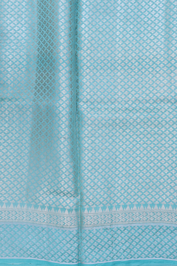 Raw Silk Saree In Shades Of Blue With Stripes Design