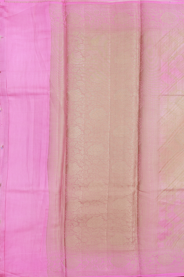 Raw Silk Saree In Pink And Brown With Allover Design
