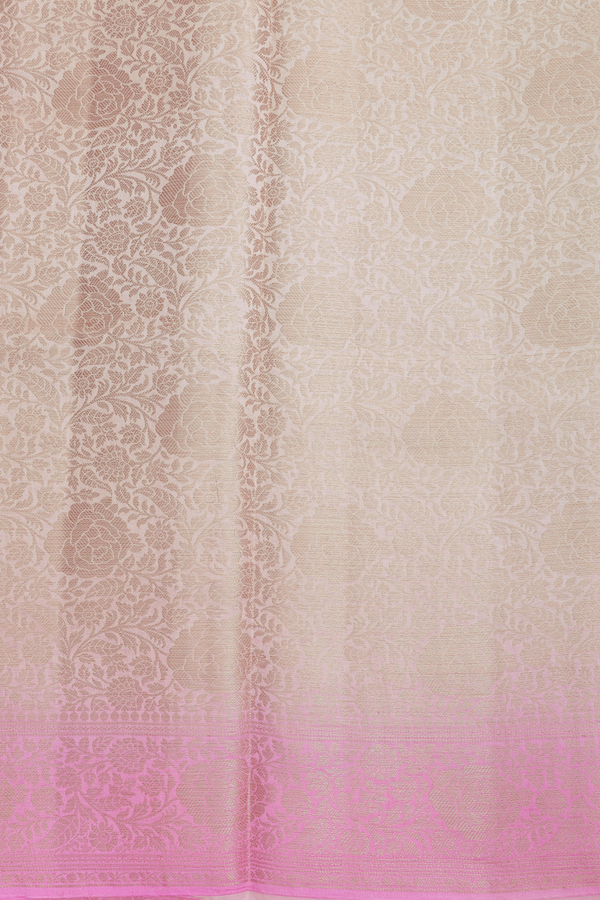 Raw Silk Saree In Pink And Brown With Allover Design