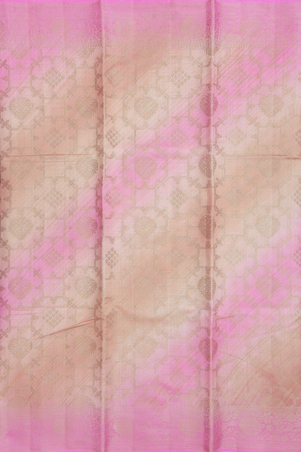 Raw Silk Saree In Pink And Brown With Allover Design