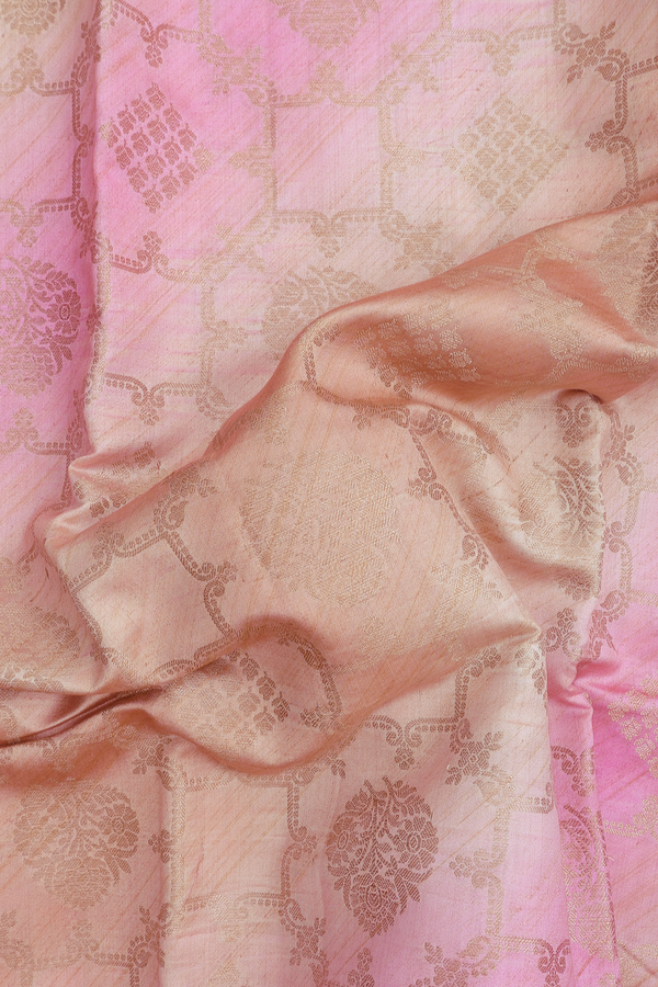 Raw Silk Saree In Pink And Brown With Allover Design