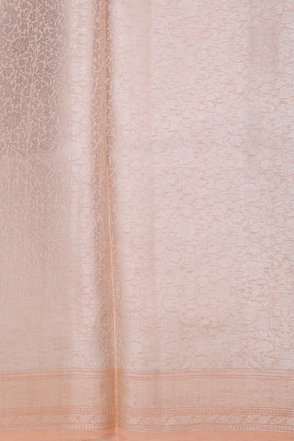Raw Silk Saree In Pink And Orange With Ogee Design