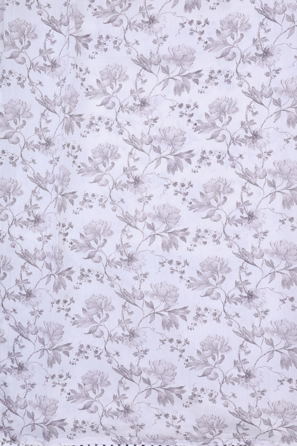 Organza Silk Saree In White With Floral Embroidered Design