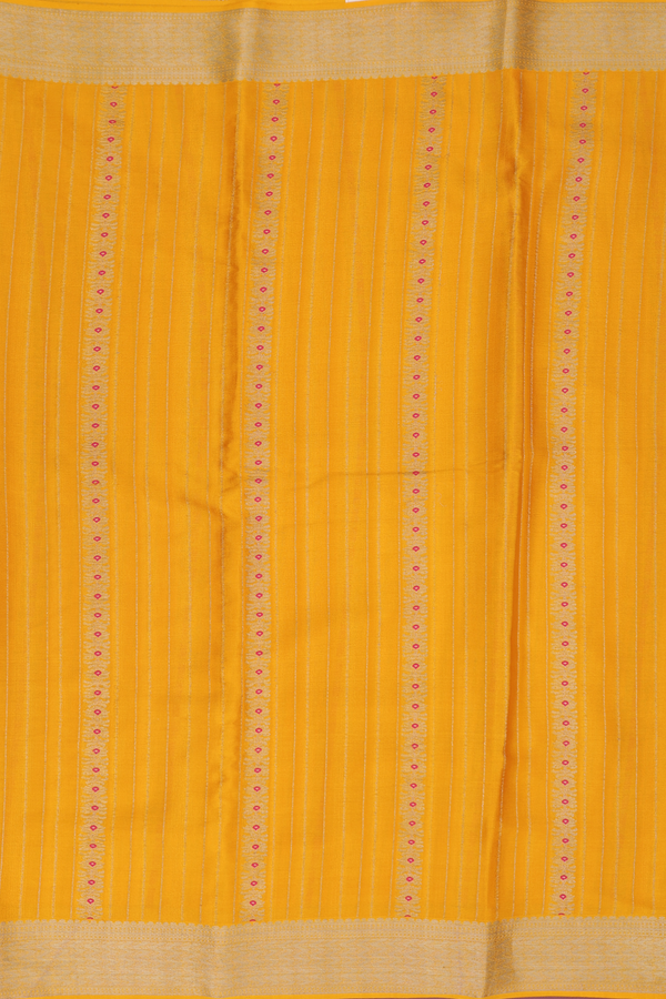 Mysore Silk Saree In Honey Yellow With Stripes Design