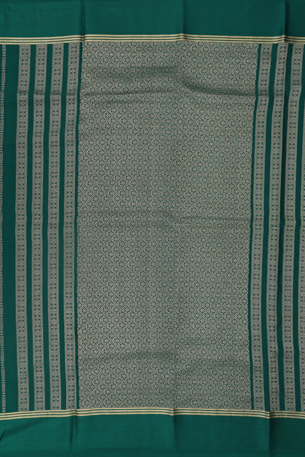 Mysore Silk Saree In Forest Green With Stripes Design