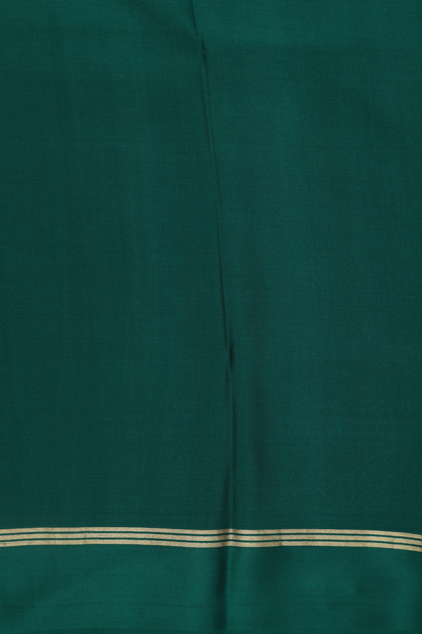 Mysore Silk Saree In Forest Green With Stripes Design