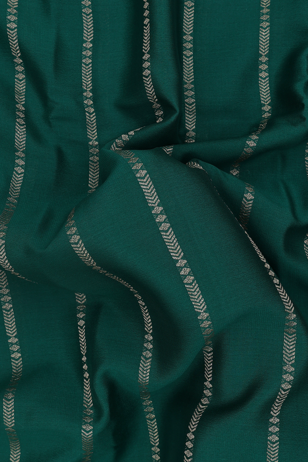 Mysore Silk Saree In Forest Green With Stripes Design