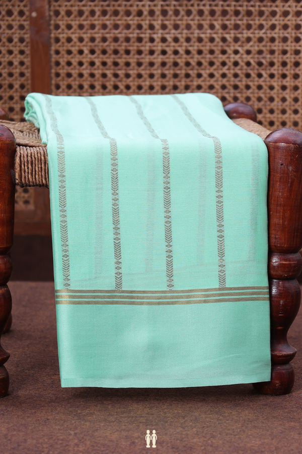 Mysore Silk Saree In Mint Green With Stripes Design