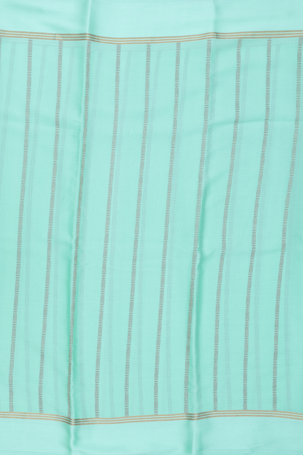 Mysore Silk Saree In Mint Green With Stripes Design