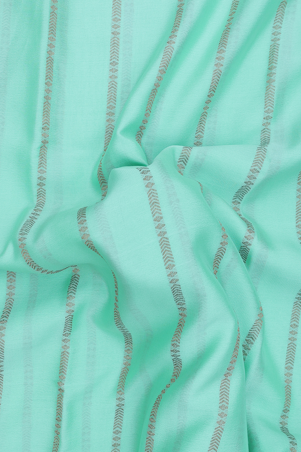 Mysore Silk Saree In Mint Green With Stripes Design