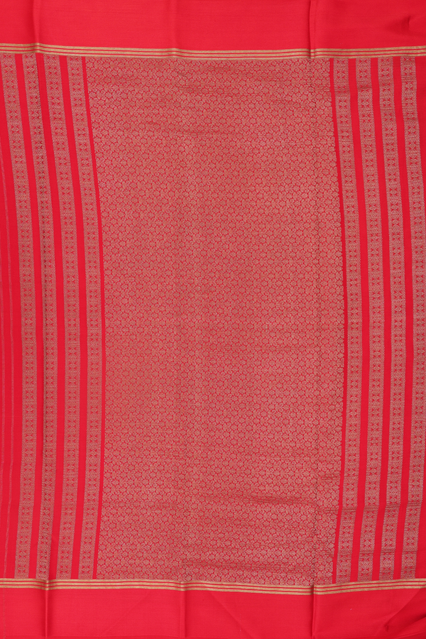 Mysore Silk Saree In Chilli Red With Stripes Design