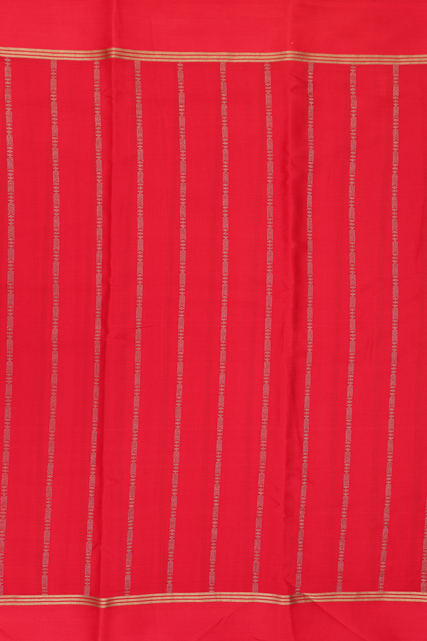 Mysore Silk Saree In Chilli Red With Stripes Design